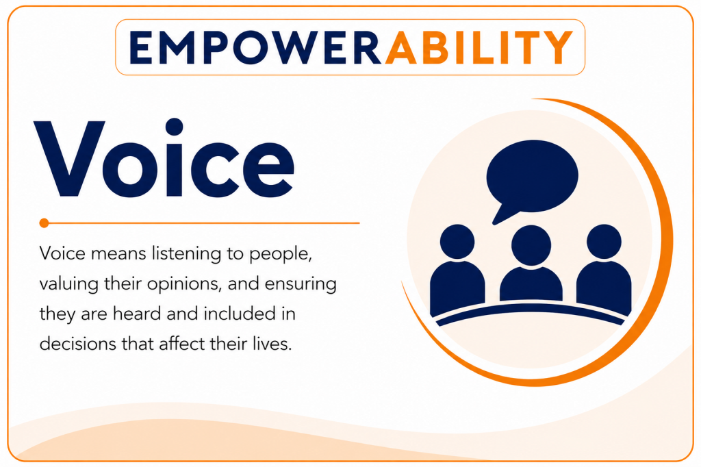 EmpowerAbility. Calling card. Voice.