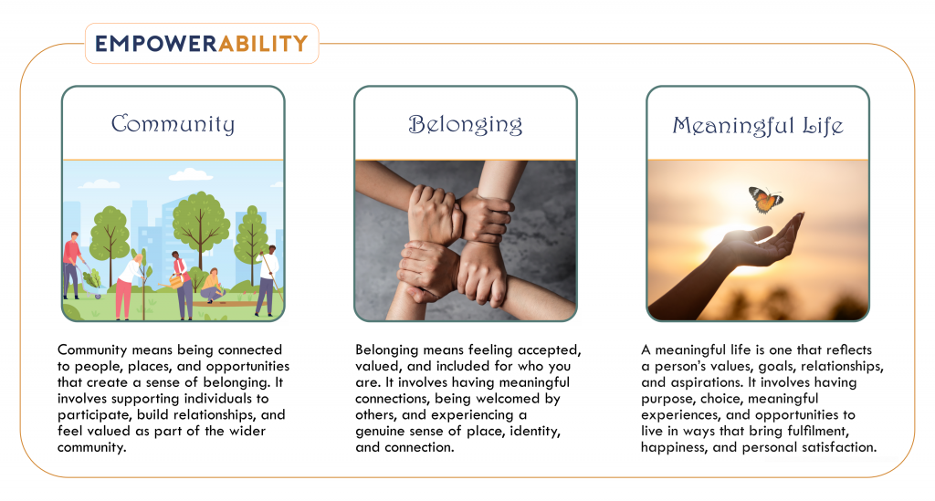 EmpowerAbility. Community, Belonging and Meaningful life. Banner.